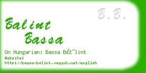 balint bassa business card